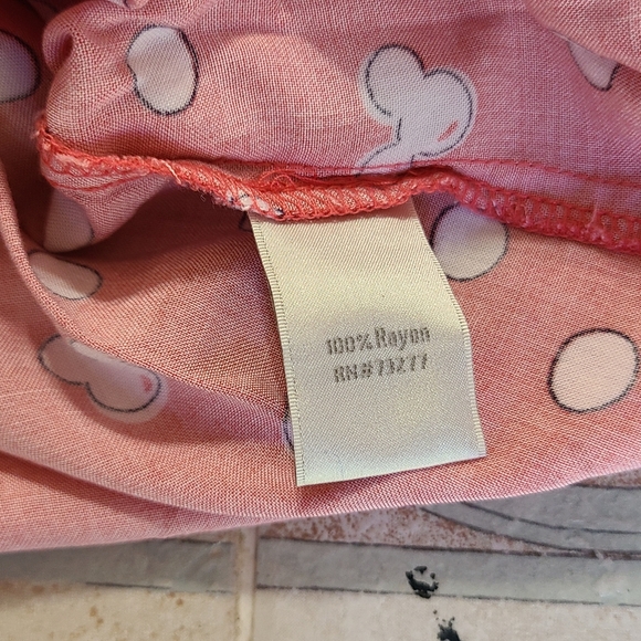 Disney Lauren Conrad Minnie Polka Dot Collared Blouse 3/4 Sleeve Small Pink Top - Picture 7 of 9